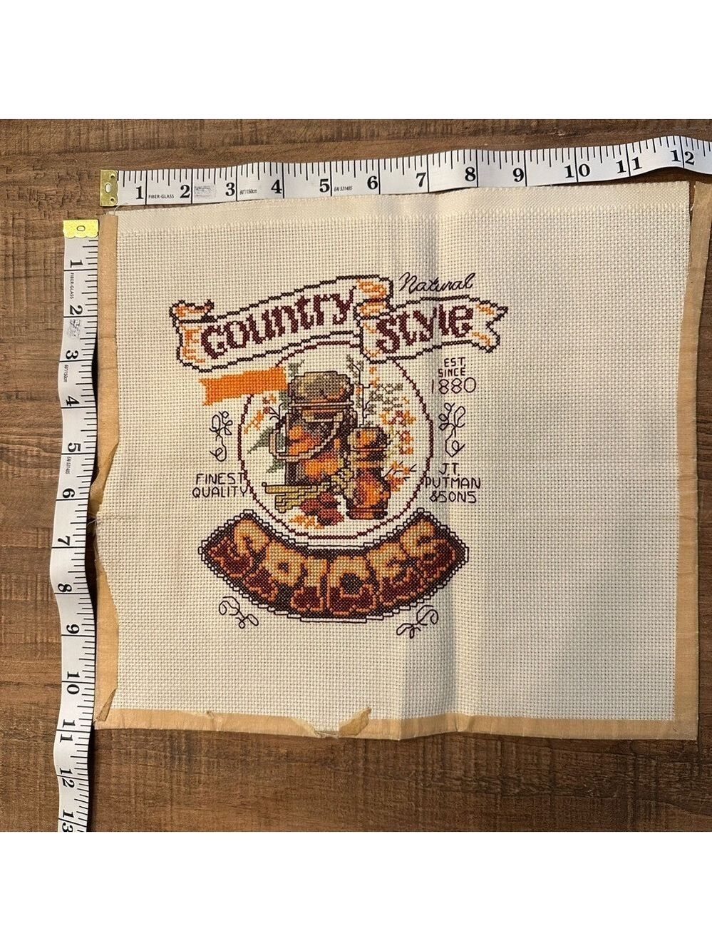 Counted Cross-Stitch completed Country Style Spices 11”x12” panel
